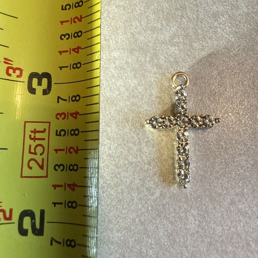 vintage rhinestone cross pendant Gold Tone Non Magnetic
